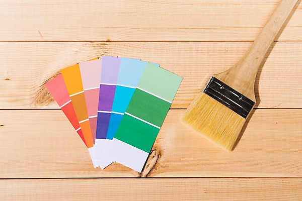 포토 JPG 사람없음 목재 인테리어 하이앵글 페인트붓 DIY 셀프 나무배경 국내포토 컬러칩 나무 디자인 뷰포인트 백그라운드 재료 취미 붓 파일형식