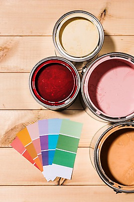 포토 JPG 사람없음 목재 인테리어 하이앵글 페인트 페인트통 DIY 셀프 나무배경 국내포토 컬러칩 나무 디자인 뷰포인트 백그라운드 재료 통 취미 파일형식