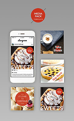 PSD 템플릿 커피 빵 웹템플릿 디자인시안 모바일 디저트 사람없음 세트 홈페이지 다양 달콤 생크림 파이 소셜네트워크 타르트 허니브레드 미디어팩 SNS배너 이미지템플릿 음료 음식 다수 맛 크림 파이_빵 파일형식