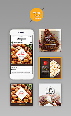 PSD 템플릿 웹템플릿 디자인시안 모바일 사람없음 세트 홈페이지 초콜릿 다양 견과류 파이 땅콩 잣 소셜네트워크 미디어팩 SNS배너 이미지템플릿 빵 다수 디저트 파일형식