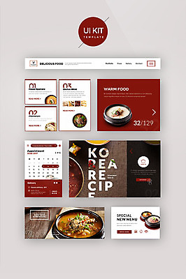PSD 템플릿 한식 웹템플릿 디자인시안 사람없음 홈페이지 다양 설렁탕 육개장 UI 추어탕 팥죽 UI키트 이미지템플릿 음식 다수 탕 국 죽 파일형식