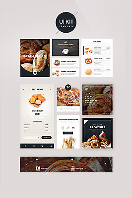 PSD 템플릿 빵 웹템플릿 디자인시안 사람없음 홈페이지 다양 바게트 UI 곡물빵 단팥빵 소보루빵 브레첼 UI키트 이미지템플릿 음식 다수 디저트 파일형식