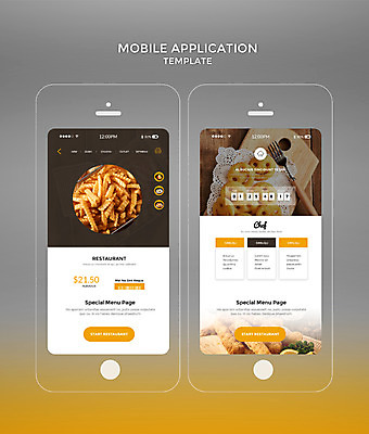 PSD 템플릿 웹템플릿 포크 디자인시안 모바일 사람없음 스마트폰 홈페이지 노란색 튀김 감자튀김 어플리케이션 모바일템플릿 새우튀김 모바일앱 이미지템플릿 식기 음식 컬러 새우 감자 핸드폰 스마트기기 파일형식