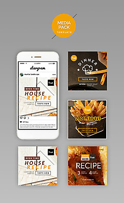 PSD 템플릿 웹템플릿 디자인시안 모바일 사람없음 세트 홈페이지 노란색 튀김 감자튀김 소셜네트워크 미디어팩 SNS배너 이미지템플릿 음식 컬러 감자 파일형식