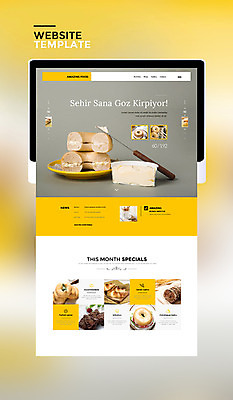 PSD 템플릿 빵 웹템플릿 사이트템플릿 단면 사람없음 태블릿 홈페이지 노란색 홈페이지시안 다양 베이글 브라우니 크림치즈 이미지템플릿 음식 컬러 다수 디저트 치즈 전자제품 스마트기기 파일형식