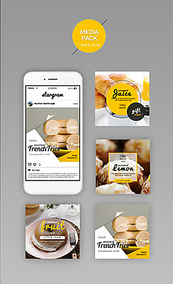 PSD 템플릿 빵 웹템플릿 디자인시안 모바일 사람없음 세트 홈페이지 노란색 다양 오렌지주스 베이글 소셜네트워크 크림치즈 미디어팩 SNS배너 이미지템플릿 음식 컬러 다수 치즈 과일주스 파일형식