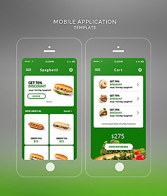PSD 템플릿 웹템플릿 디자인시안 모바일 샌드위치 사람없음 초록색 스마트폰 홈페이지 다양 어플리케이션 모바일템플릿 베이글 핫도그 모바일앱 이미지템플릿 음식 빵 컬러 다수 패스트푸드 핸드폰 스마트기기 파일형식