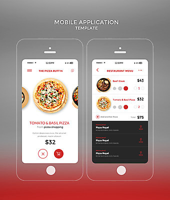 PSD 템플릿 웹템플릿 디자인시안 모바일 피자 스테이크 사람없음 스마트폰 홈페이지 다양 어플리케이션 모바일템플릿 모바일앱 이미지템플릿 다수 패스트푸드 서양음식 핸드폰 스마트기기 파일형식