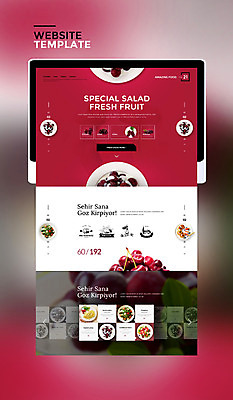 PSD 템플릿 웹템플릿 과일 포도 사이트템플릿 사람없음 태블릿 홈페이지 보라색 홈페이지시안 샐러드 체리 팬케이크 이미지템플릿 음식 컬러 전자제품 스마트기기 케이크 파일형식