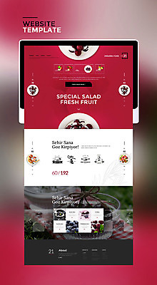 PSD 템플릿 웹템플릿 과일 딸기 포도 사이트템플릿 사람없음 태블릿 홈페이지 보라색 홈페이지시안 샐러드 체리 이미지템플릿 음식 컬러 전자제품 스마트기기 파일형식