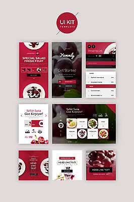PSD 템플릿 웹템플릿 포도 디자인시안 사람없음 홈페이지 보라색 샐러드 다양 체리 UI UI키트 이미지템플릿 음식 컬러 다수 과일 파일형식