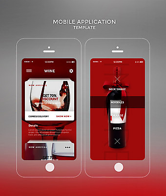 PSD 템플릿 웹템플릿 와인잔 디자인시안 모바일 사람없음 빨간색 스마트폰 홈페이지 와인 어플리케이션 레드와인 와인병 모바일템플릿 모바일앱 이미지템플릿 컬러 술잔 병_용기 주류 핸드폰 스마트기기 파일형식