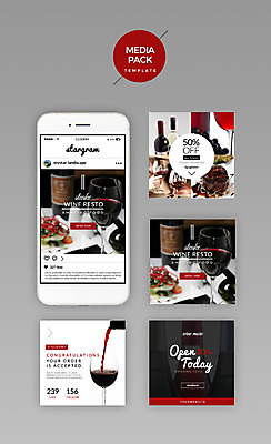 PSD 템플릿 웹템플릿 와인잔 디자인시안 모바일 스테이크 사람없음 빨간색 세트 홈페이지 와인 샐러드 레드와인 와인병 소셜네트워크 미디어팩 SNS배너 이미지템플릿 음식 컬러 술잔 병_용기 주류 서양음식 파일형식