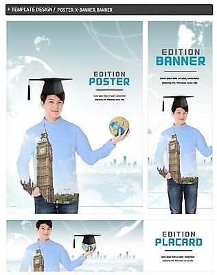 PSD 배너 배너템플릿 교육 남자 가로배너 ZIP 포스터 세로배너 대학생 학사모 한명 상반신 20대 성인 세트 지구본 한국인 현수막 글로벌교육 어학연수 빅벤 템플릿 모자_잡화 1 학생 졸업 사람 동양인 청년 가로 세로 글로벌 시계탑 런던 유학 파일형식