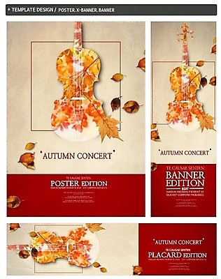 PSD 배너 배너템플릿 가로배너 ZIP 포스터 세로배너 음악 단풍 낙엽 사람없음 세트 가을 현수막 바이올린 템플릿 계절 잎 현악기 문화예술 가로 세로 파일형식