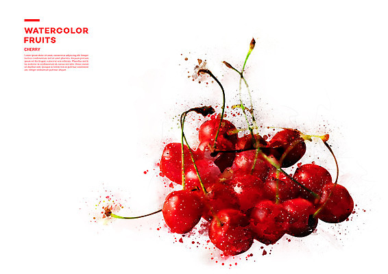 PSD 과일 일러스트 수채화 사람없음 체리 번짐 국내일러스트 파일형식 효과