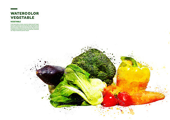 PSD 채소 일러스트 가지 수채화 파프리카 사람없음 당근 브로콜리 번짐 청경채 국내일러스트 뿌리채소 파일형식 효과