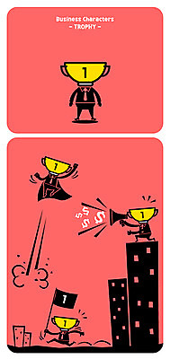 캐릭터 일러스트 사람없음 건물 달러 점프 확성기 깃발 우승 트로피 사물캐릭터 일러캐릭터 AI파일 건축물 돈 모션 최고 상_우승 파일형식 벡터