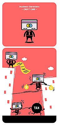 캐릭터 돈 일러스트 사람없음 건물 신용카드 폭탄 사물캐릭터 세금 외줄타기 일러캐릭터 AI파일 건축물 금융 재산 묘기 폭발물 줄타기 파일형식 벡터