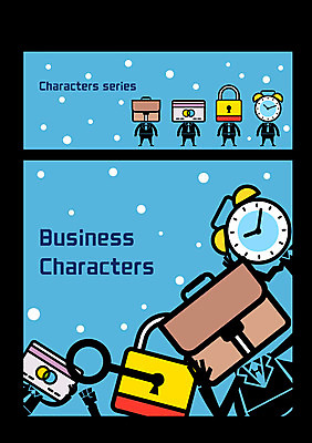 캐릭터 시계 서류가방 일러스트 열쇠 자물쇠 사람없음 신용카드 사물캐릭터 일러캐릭터 AI파일 가방 금융 파일형식 벡터