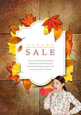 PSD 편집 편집이미지 여자 단풍 낙엽 프레임 한명 이벤트 상반신 20대 성인 쇼핑 세일 확성기 외침 한국인 가을 성인여자한명만 이미지편집 1 계절 잎 사람 동양인 청년 소리 여자한명만 성인여자만 파일형식