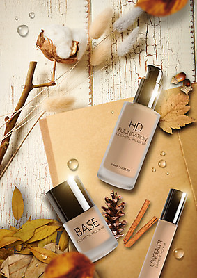 PSD 편집 편집이미지 낙엽 사람없음 뷰티 화장품 가을 물방울 나뭇가지 도토리 솔방울 강아지풀 메이크업베이스 시나몬스틱 컨실러 파운데이션 목화솜 이미지편집 나무 식물 계절 잎 견과류 솜 시나몬 한해살이풀 파일형식