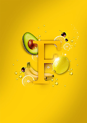 PSD 편집 편집이미지 알파벳 과일 단면 바나나 사람없음 물방울 체리 레몬 F 아보카도 이미지편집 영어 파일형식