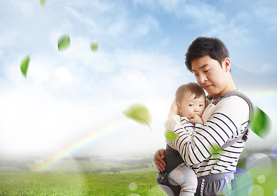 PSD 구름 편집 편집이미지 남자 무지개 가족 안기 하늘 나뭇잎 상반신 성인 두명 옆모습 30대 한국인 육아 아기 아빠 포대기 부자지간 남자만 아기띠 남성육아휴직 육아대디 싱글대디 한부모가족 이미지편집 자연요소 아들 뷰포인트 잎 관계 모션 사람 동양인 장년 아기용품 파일형식 육아휴직