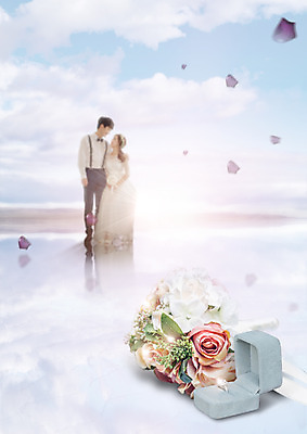 전신 PSD 구름 편집 편집이미지 커플 여자 남자 꽃잎 부케 결혼 하늘 서기 20대 성인 두명 한국인 반지 반지케이스 성인만 이미지편집 자연요소 꽃 꽃다발 장신구 관계 모션 사람 동양인 이벤트 청년 보관함 파일형식