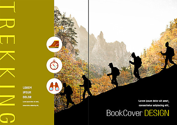 PSD 나무 템플릿 표지디자인 북디자인 출판디자인 표지 남자 실루엣 리플렛 여행 북커버 산 팜플렛 여러명 성인 옆모습 트래킹 망원경 가을 숲 나침반 등산화 등산스틱 이미지템플릿 식물 계절 뷰포인트 다수 신발 레저 촬영기법 사람 등산용품 파일형식