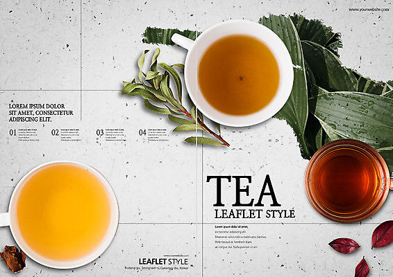 PSD 템플릿 표지디자인 북디자인 출판디자인 표지 리플렛 북커버 나뭇잎 팜플렛 사람없음 차 찻잔 이미지템플릿 음료 잎 잔 파일형식