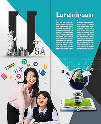 PSD 템플릿 표지디자인 북디자인 출판디자인 여자 교육 내지 지구 리플렛 2단접지 북커버 전구 청소년 비행기 웃음 빌딩 팜플렛 상반신 성인 두명 책 연필 교사 한국인 청소년교육 모스크 자유의여신상 어학연수 여자만 이미지템플릿 직업 항공교통 학용품 대중교통 표정 사람 동양인 건물 필기구 미국 세계문화유산 이슬람교 유학 파일형식