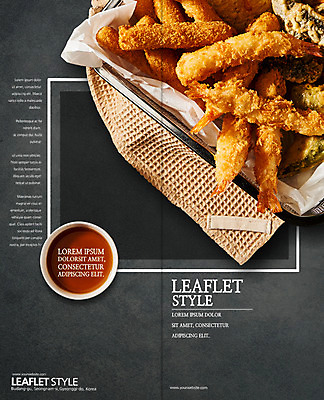 PSD 템플릿 표지디자인 북디자인 출판디자인 표지 리플렛 2단접지 북커버 팜플렛 사람없음 바구니 튀김 소스 천 새우튀김 치즈스틱 이미지템플릿 음식 새우 과자 직물 양념 파일형식