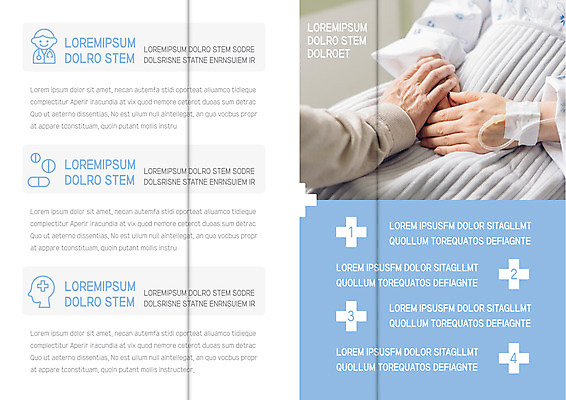 템플릿 편집 표지디자인 북디자인 손 출판디자인 내지 리플렛 북커버 3단접지 의학 병원 팜플렛 신체부위 손잡기 환자 60대 링거 간호 환자복 십자 이미지템플릿 AI파일 옷 노년 의료기기 모션 사람 파일형식 벡터