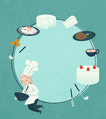 전신 PSD 여자 문화 음식 일러스트 프레임 스파게티 스테이크 한명 성인 쿠키 케이크 요리사 문화생활 프레임일러스트 국내일러스트 직업 1 라이프스타일 디저트 파스타 서양음식 사람 파일형식