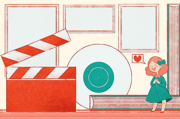 전신 PSD 여자 문화 음악 액자 일러스트 프레임 한명 성인 책 클래퍼보드 영화 그림 문화생활 프레임일러스트 국내일러스트 1 라이프스타일 문화예술 사람 파일형식