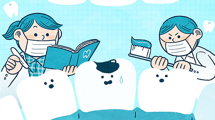 PSD 여자 남자 어린이 일러스트 상반신 두명 책 치아 칫솔 치과의사 장래희망 노력 충치 국내일러스트 사람 위생용품 의사 소화기관 질병 파일형식