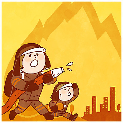 전신 PSD 남자 어린이 일러스트 불 프레임 두명 건물 소방관 화재 장래희망 노력 소화기 프레임일러스트 국내일러스트 자연요소 건축물 사람 안전장비 구조원 소방 사건 파일형식