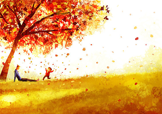 전신 PSD 남자 아들 어린이 단풍 낙엽 일러스트 가족 단풍나무 풍경 초원 성인 두명 축제 가을 아빠 국내일러스트 나무 계절 잎 관계 사람 파일형식