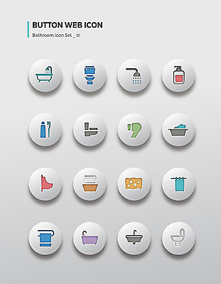 아이콘 버튼 욕조 사람없음 세트 수건 칫솔 드라이어 세면대 샤워기 치약 변기 샴푸 스펀지 비데 샤워커튼 소변기 2D아이콘 AI파일 위생용품 미용용품 커튼 파일형식 벡터