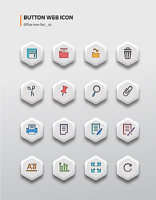 아이콘 버튼 돋보기 그래프 가위 사람없음 세트 쓰레기통 기록 확대 압정 플로피디스크 인쇄 인쇄기 문서 클립 실적 2D아이콘 AI파일 문구용품 전자제품 사무용품 파일형식 벡터