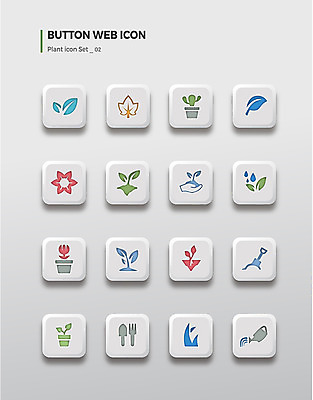 식물 아이콘 화분 단풍 잎 버튼 나뭇잎 선인장 사람없음 세트 물뿌리개 모종삽 2D아이콘 AI파일 삽 파일형식 벡터