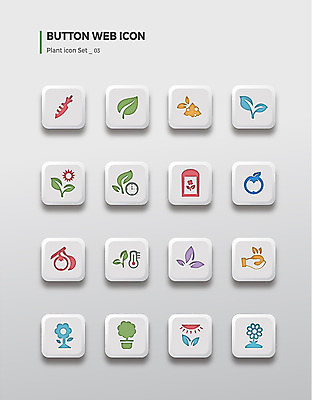 나무 아이콘 꽃 토마토 버튼 나뭇잎 씨앗 사람없음 세트 태양 새싹 당근 온도 2D아이콘 AI파일 자연요소 식물 잎 채소 뿌리채소 파일형식 벡터