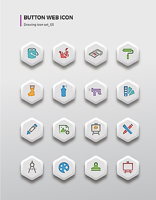 아이콘 버튼 자 집게 사람없음 세트 연필 페인트 페인트칠 팔레트 이젤 스프레이 롤러 컴파스 빨간크레용 2D아이콘 컬러칩 AI파일 페인팅 문구용품 학용품 필기구 미술도구 파일형식 벡터