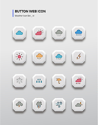 구름 아이콘 우산 버튼 바람 날씨 사람없음 세트 맑음 눈 눈송이 비 번개 흐림 2D아이콘 AI파일 자연요소 눈_날씨 파일형식 벡터