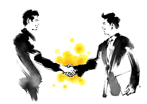 PSD 남자 일러스트 캘리그라피 악수 협상 상반신 성인 두명 마주보기 비즈니스맨 국내일러스트 비즈니스 모션 사람 손짓 직장인 파일형식