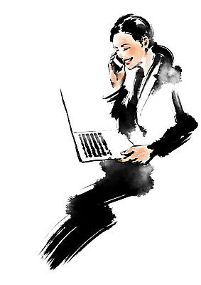 PSD 여자 일러스트 캘리그라피 붓터치 한명 웃음 상반신 성인 노트북 스마트폰 업무 비즈니스우먼 통화 국내일러스트 1 비즈니스 모션 표정 사람 전자제품 핸드폰 스마트기기 작업 직장인 파일형식