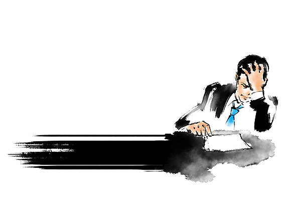 PSD 남자 일러스트 캘리그라피 붓터치 스트레스 한명 상반신 성인 비즈니스맨 고민 국내일러스트 1 감정 비즈니스 사람 직장인 파일형식