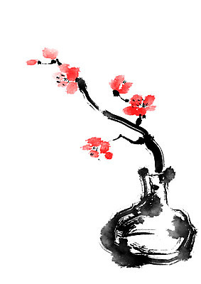 PSD 꽃 여러송이 일러스트 캘리그라피 사람없음 빨간색 꽃병 나뭇가지 국내일러스트 나무 식물 컬러 다수 파일형식