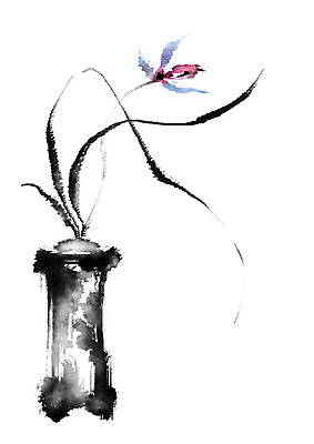 PSD 꽃 화분 한송이 일러스트 캘리그라피 사람없음 난초 난초꽃 국내일러스트 식물 1 송이 파일형식